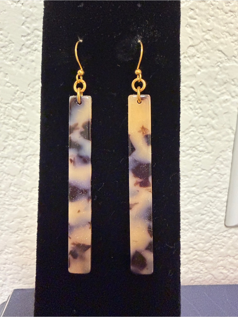 Gold-Tone Tortoiseshell Bar Drop Earrings - Women Jewelry